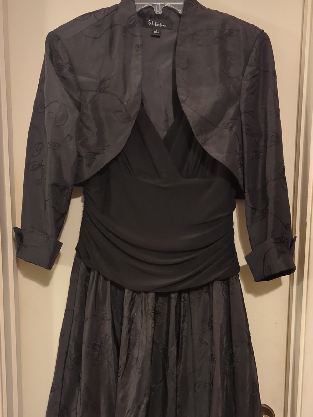 S.L. Fashions Black Long Sleeve Dress with Coordinating Bolero